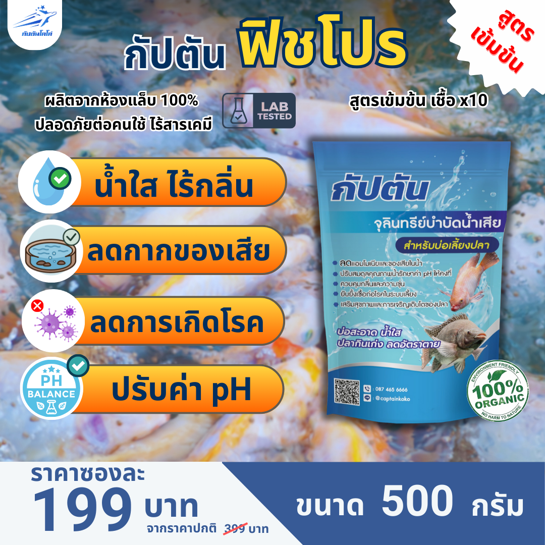 กัปตัน ปลา บำบัดน้ำ ลดของเสียบ่อเลี้ยงปลา